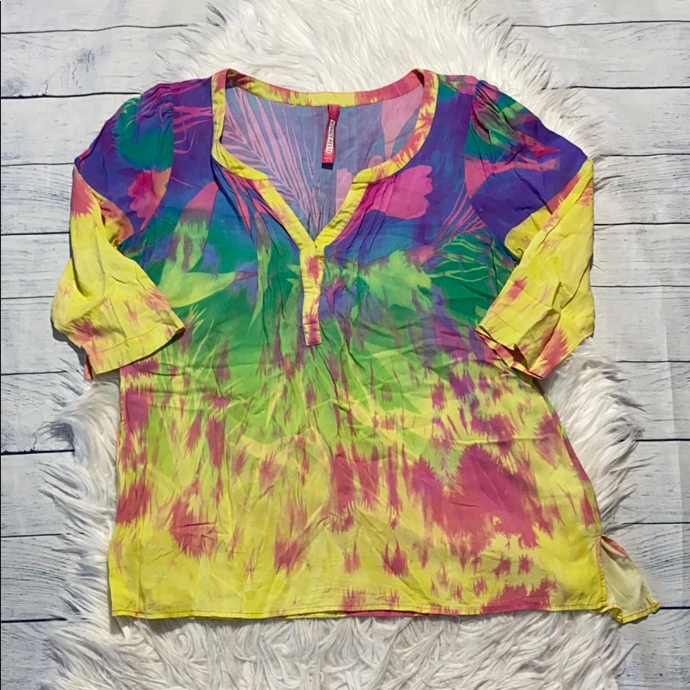 Plenty by Tracy Reese Watercolor Blouse sz L